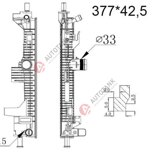 БАЧОК РАДІАТОРА FORD C-MAX II (2010-2019), FORD FOCUS III (2010-2018), FORD GRAND C-MAX (2010-2019), FORD TOURNEO CONNECT II (2013-2022), FORD TRANSIT CONNECT II (2013-2021)