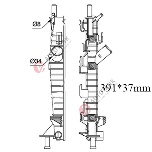 БАЧОК РАДІАТОРА VOLVO C30 (2016-2012), VOLVO C70 II (2005-2013), VOLVO S40 II (2004-2012)