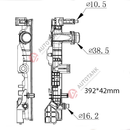 БАЧОК РАДІАТОРА BMW 5-Series G30, G31 (2017-2025), BMW 6-Series G32 (2017-2025), BMW 7-Series G11, G12 (2015-2022), BMW 8-Series G14, G15, G16 (2018-2025)