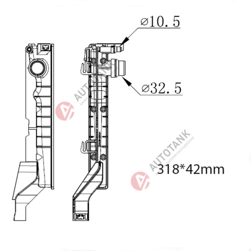 БАЧОК РАДИАТОРА MINI CLUBMAN F54 (2014-2024), MINI COUNTRYMAN F60 (2017-2023), MINI COOPER ONE F55, F56 (2013-2023)