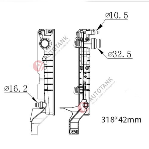 БАЧОК РАДІАТОРА BMW 2-Series F45, F46 (2014-2021), BMW X1 F48 (2015-2022)