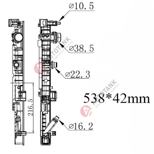 БАЧОК РАДІАТОРА BMW 5-Series G30, G31 (2017-2025), BMW 6-Series G32 (2017-2025), BMW 7-Series G11, G12 (2015-2022), BMW M5 F90 (2018-2025)