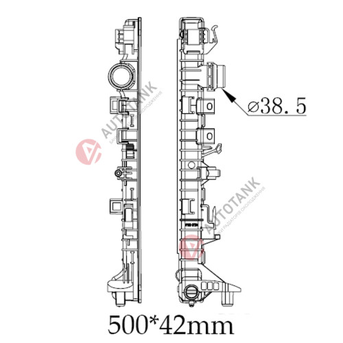 БАЧОК РАДИАТОРА MERCEDES C-CLASS W205 (2014-2021), MERCEDES C-CLASS S205 (2014-2021), MERCEDES GLC-CLASS X253 (2015-2022), MERCEDES E-CLASS W213 (2016-2024)