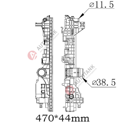БАЧОК РАДИАТОРА MERCEDES A-CLASS W177 (2018-2026), MERCEDES CLA-CLASS C118 (2019-2024), MERCEDES GLA-CLASS H247 (2020-2026)